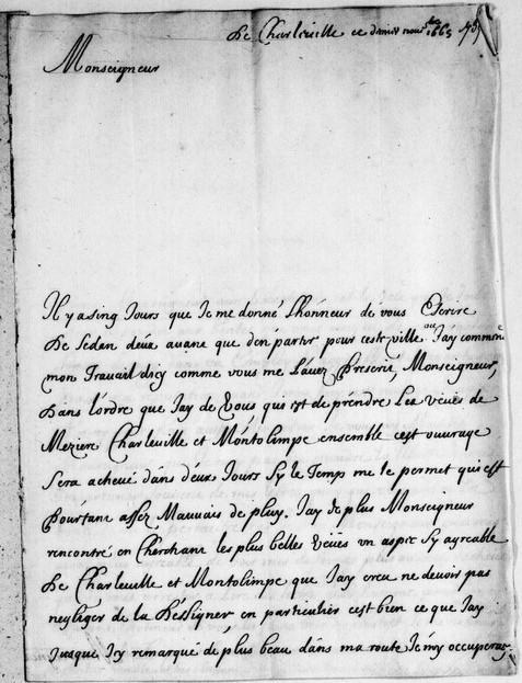  Lettre de Israël Silvestre à Colbert de Charleville - Page 1